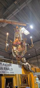 Kronleuchter aus Glas und Eisen mit 7 Lichtern